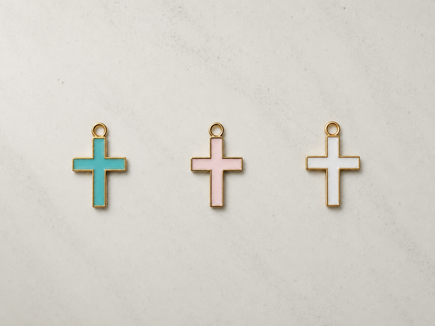Enamel Cross Charm - Gold Plated