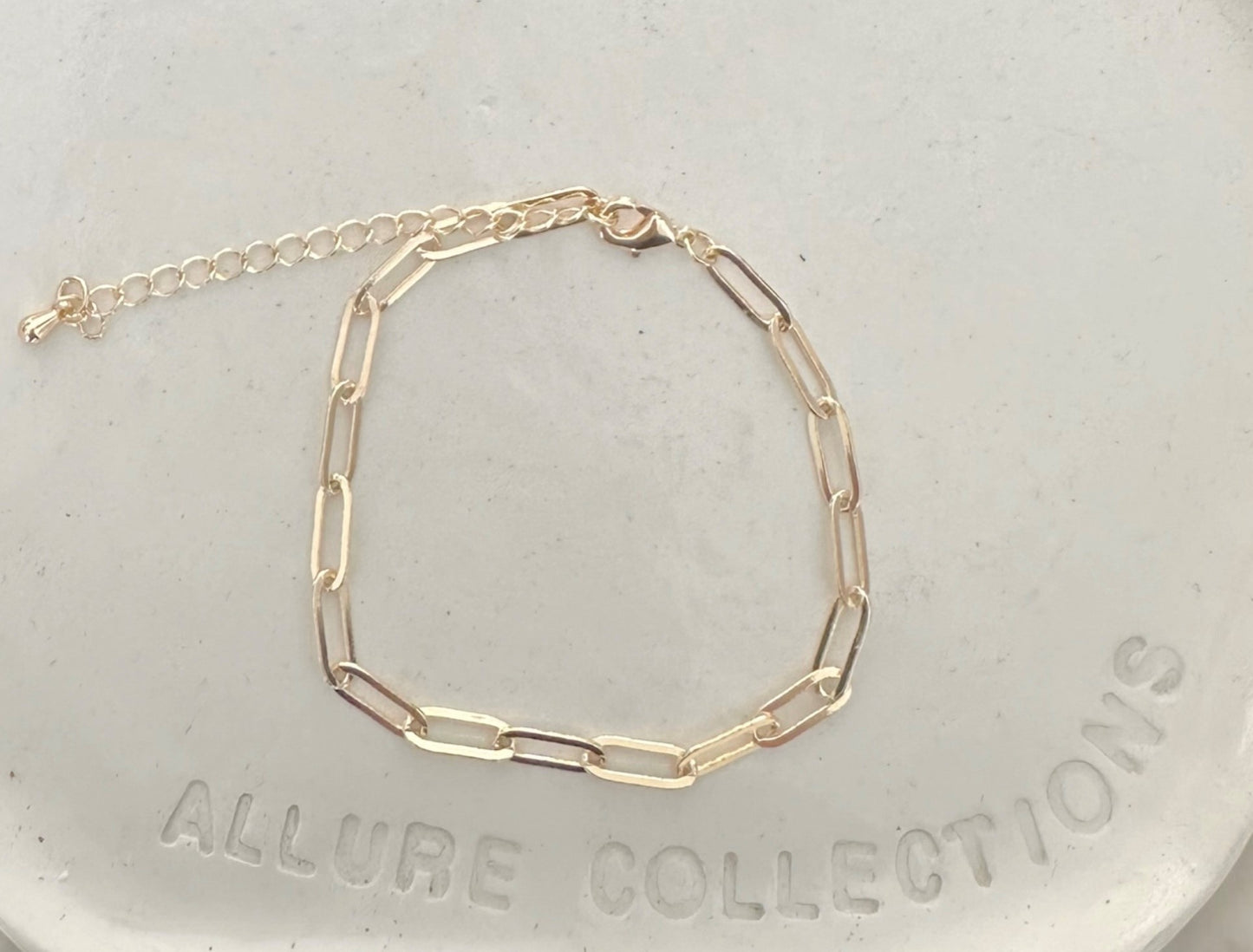 Gold Filled Paperclip Chain Bracelet (no charms)