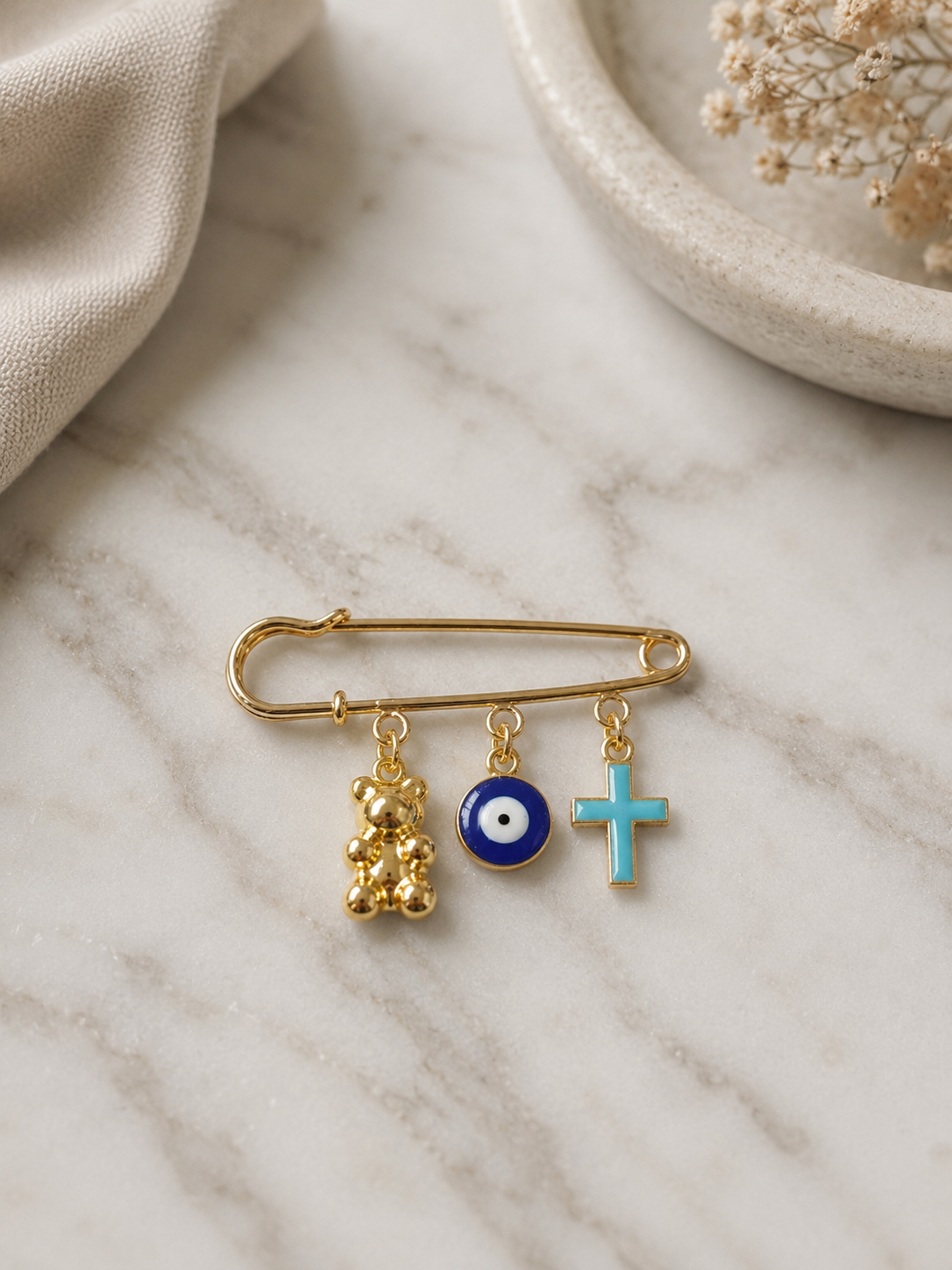 Enamel Cross Charm - Gold Plated