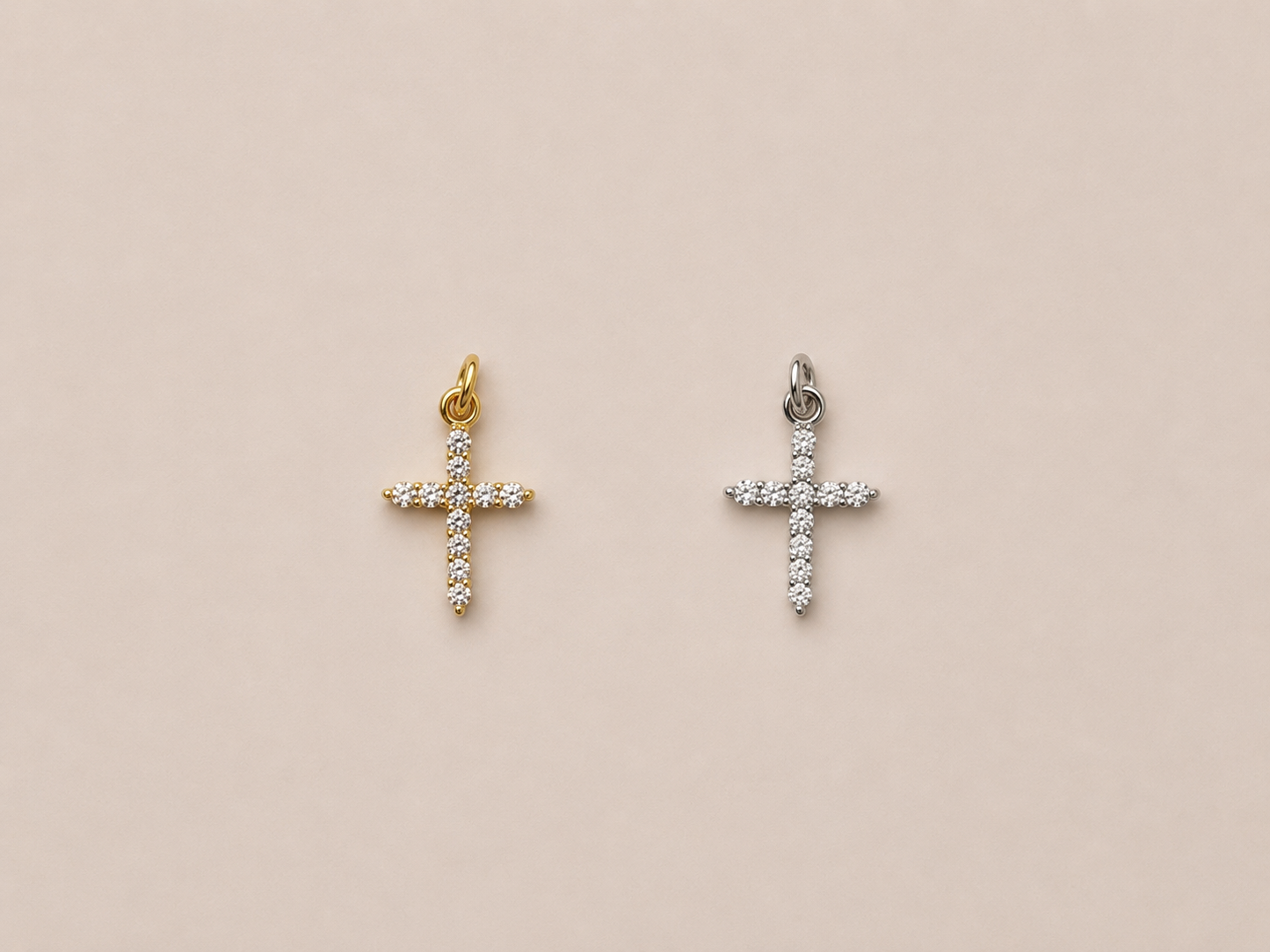 Cubic Zirconia Cross Charm - Gold/Silver Plated