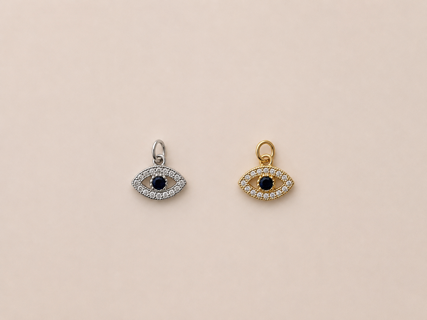 Cubic Zirconia Evil Eye Charm - Gold/Silver Plated