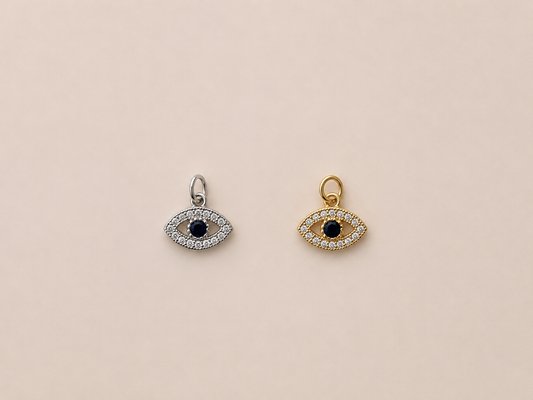 Cubic Zirconia Evil Eye Charm - Gold/Silver Plated