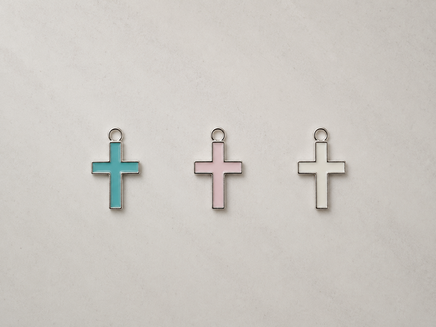 Enamel Cross Charm - Silver Plated