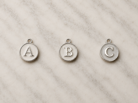 White/Silver Initial Charm