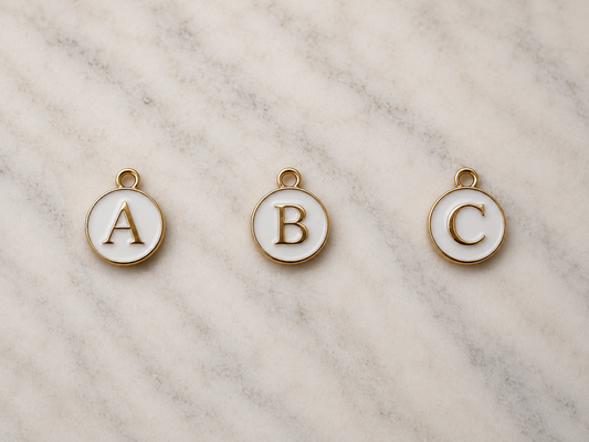 White/Gold Initial Charm