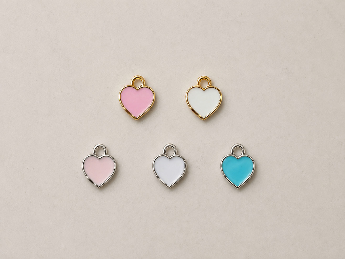 Heart Enamel Charm - Gold or Silver Plated