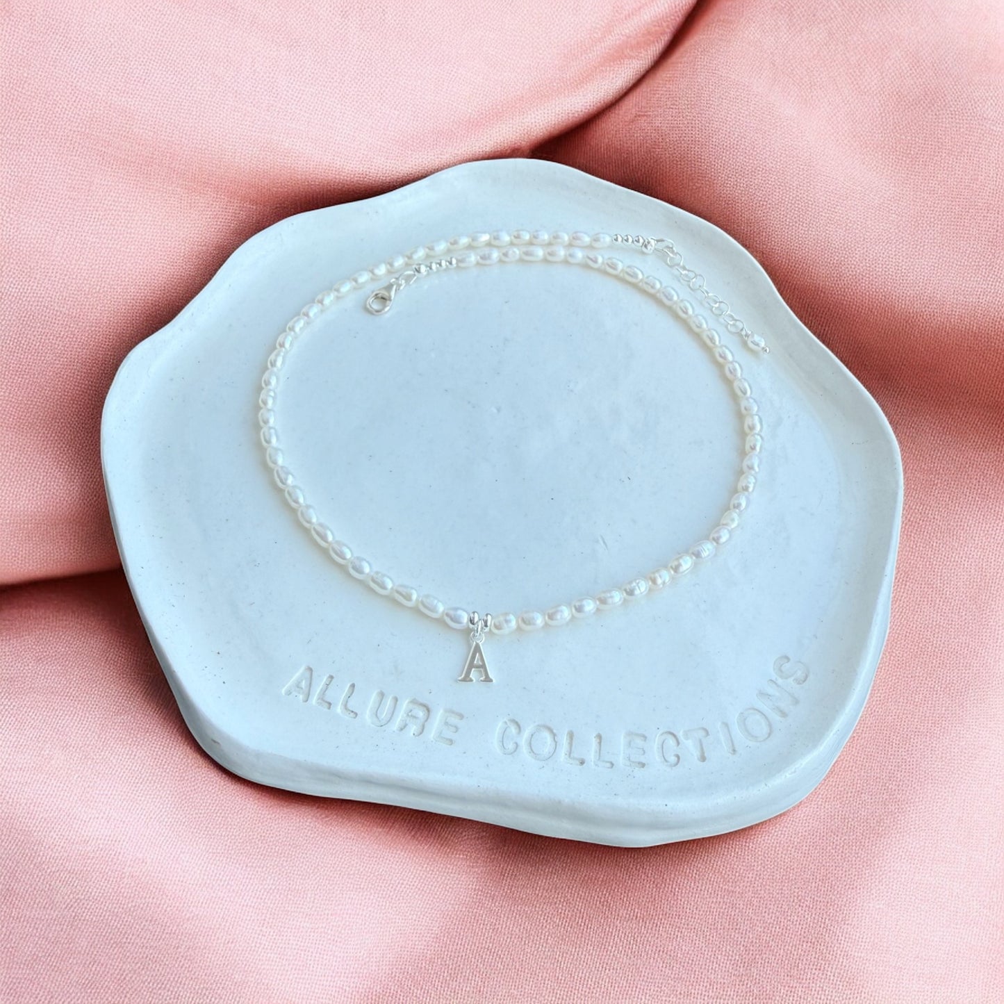 Dainty Pearl Initial Necklace