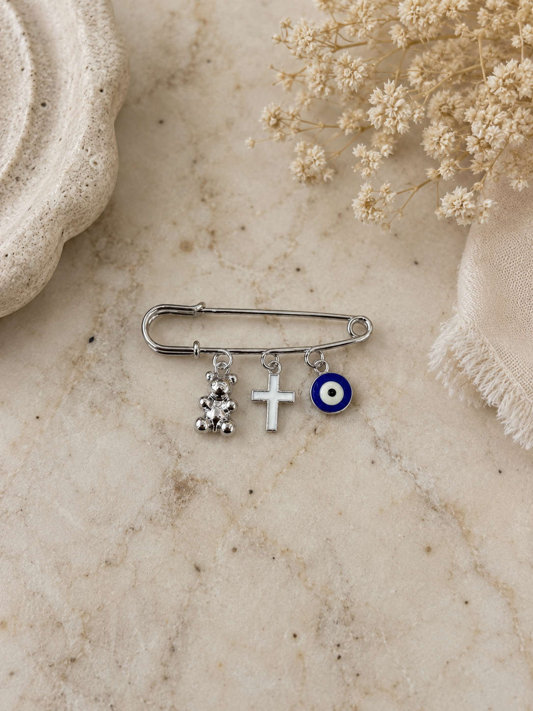 Enamel Cross Charm - Silver Plated